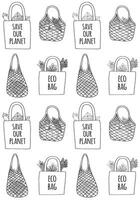 Seamless pattern of sketch eco bag vector