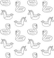 Flamingo and unicorn floating pattern vector