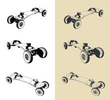 Mountainboard illustrations set vector