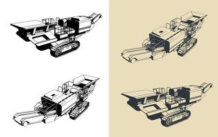 Crawler mobile crusher illustrations vector