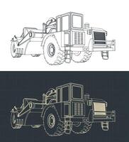 Scraper for heavy earthmoving and mining blueprints vector