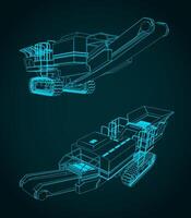 Crawler mobile crusher blueprints vector