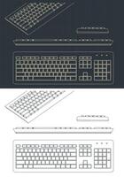 Keyboard blueprints illustrations vector