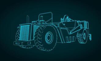Scraper for heavy earthmoving and mining drawing vector