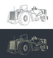 Scraper for heavy earthmoving and mining drawings vector