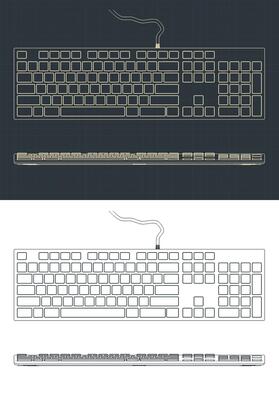 Keyboard blueprints illustrations