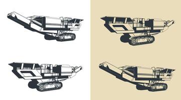 Crawler mobile crusher vector