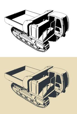 Tracked crawler dump truck illustrations