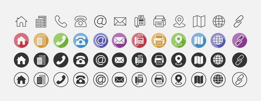 Contact icon set for Website and Business card. vector
