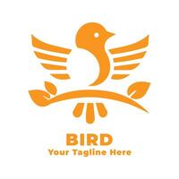 Bird Simple Logo Design With Orange Concept vector