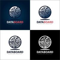 Data board Integrated Circuit microchip CPU ai smart chip logo set design template vector