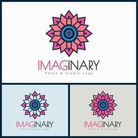 Camera lens imaginary photo genic studio pattern logo set vector
