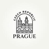 minimalist landmark icon of the charles bridge in prague line art icon logo illustration design vector