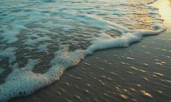 The ocean is calm and the waves are small photo