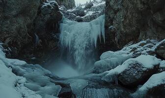 A frozen waterfall with ice on it photo