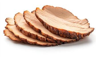 A piece of meat is sliced into six pieces photo