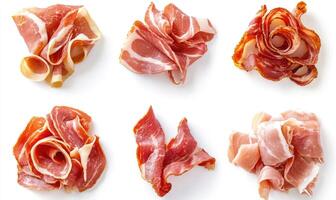 A close up of different types of bacon photo