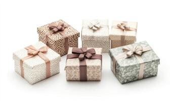 A row of six boxes with bows on them photo
