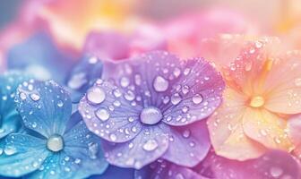 A bouquet of flowers with droplets of water on them, creating a serene photo