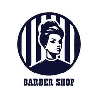 Illustration Barber Shop Simple Logo With Icon vector