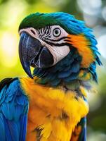 A close up of a colorful parrot photo