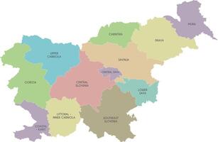 map of Slovenia with statistical regions or territories and administrative divisions. Editable and clearly labeled layers. vector