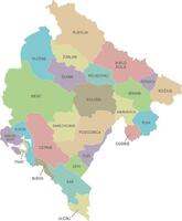 regional map of Montenegro with municipalities or territories and administrative divisions. Editable and clearly labeled layers. vector