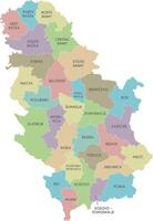 regional map of Serbia with districts or territories and administrative divisions. Editable and clearly labeled layers. vector