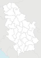 regional blank map of Serbia with districts and administrative divisions, and neighbouring countries and territories. Editable and clearly labeled layers. vector
