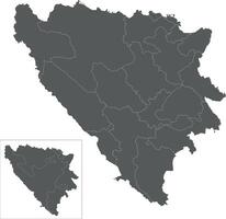 blank map of Bosnia and Herzegovina with entities, cantons, regions and administrative divisions. Editable and clearly labeled layers. vector