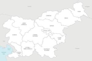 map of Slovenia with statistical regions and administrative divisions, and neighbouring countries and territories. Editable and clearly labeled layers. vector