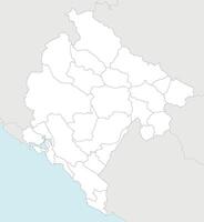 regional blank map of Montenegro with municipalities and administrative divisions, and neighbouring countries and territories. Editable and clearly labeled layers. vector