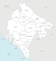 regional map of Montenegro with municipalities and administrative divisions, and neighbouring countries and territories. Editable and clearly labeled layers. vector