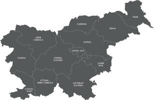 map of Slovenia with statistical regions or territories and administrative divisions. Editable and clearly labeled layers. vector