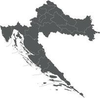 regional blank map of Croatia with counties, capital city and administrative divisions. Editable and clearly labeled layers. vector