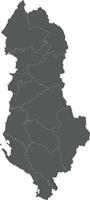 regional blank map of Albania with counties or territories and administrative divisions. Editable and clearly labeled layers. vector