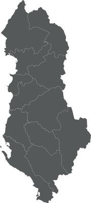 regional blank map of Albania with counties or territories and administrative divisions. Editable and clearly labeled layers.