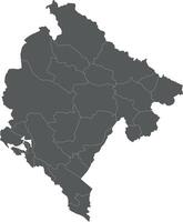 regional blank map of Montenegro with municipalities and administrative divisions. Editable and clearly labeled layers. vector