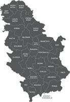 regional map of Serbia with districts or territories and administrative divisions. Editable and clearly labeled layers. vector
