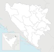 blank map of Bosnia and Herzegovina with entities, cantons, regions and administrative divisions, and neighbouring countries and territories. Editable and clearly labeled layers. vector