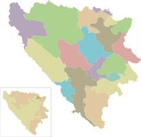 blank map of Bosnia and Herzegovina with entities, cantons, regions and administrative divisions. Editable and clearly labeled layers. vector