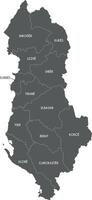 regional map of Albania with counties or territories and administrative divisions. Editable and clearly labeled layers. vector