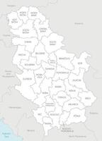regional map of Serbia with districts and administrative divisions, and neighbouring countries and territories. Editable and clearly labeled layers. vector