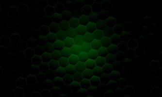 3D Futuristic honeycomb mosaic dark green background. hexagon grid cell pattern with light. vector