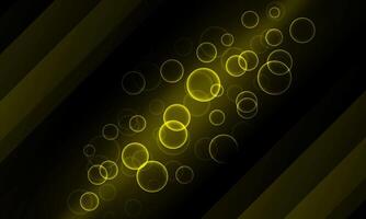 smooth yellow circle bubbles on the dark background. blank copy space. shiny circles. vector