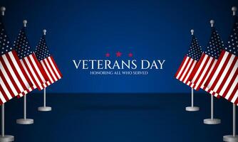 Veterans day background with american flags vector