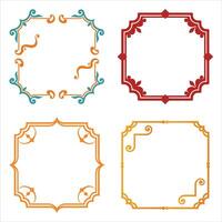 Four different colored square frames with different designs vector