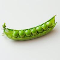 A single green pea pod with five pears inside photo