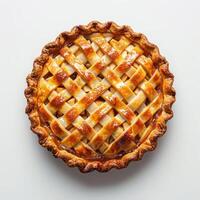 a pie with a lattice design on top of it photo