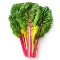 Fresh green and yellow leafy vegetable against a white background. photo